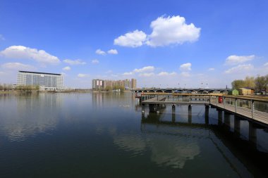 Parkta ahşap trestle