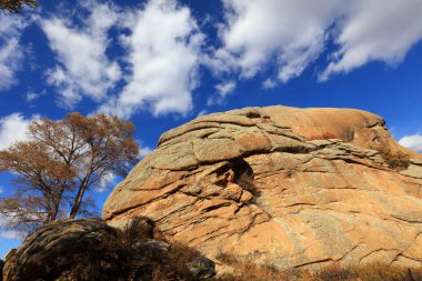 Keshiketeng World Geopark, Moğolistan 'daki Qingshan Park' ın doğal manzarası.