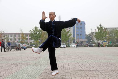 LUANNAN COUNTY, China - October 15, 2017: Taijiquan Exercise in the square, LUANNAN COUNTY, Hebei Province, China