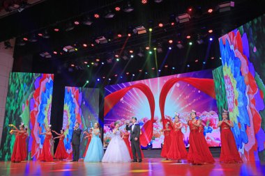 Luanan county - February 9, 2018: dance performance on stage, luanan county, hebei province, China