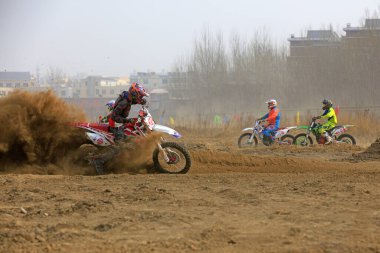Luannan County - 31 Mart 2018: Kros motosiklet yarışı, Luannan County, Hebei Eyaleti, Chin