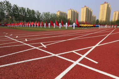 Orta okul öğrencilerinin spor toplantısı sahnesi, Çin