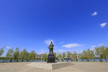 Luannan County - 3 Mayıs 2018: Çin antik kadın heykeli parkta, Luannan County, Hebei Eyaleti, Chin