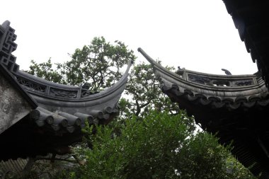 Şangay, Çin - 31 Mayıs 2018: Çin klasik saçakları Yu Garden, Şangay, Çin 'de mimari manzara