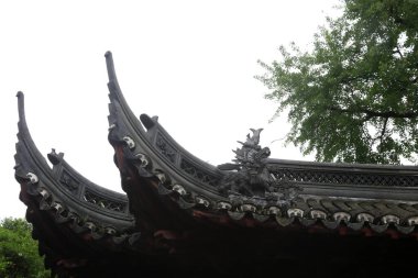 Şangay, Çin - 31 Mayıs 2018: Çin klasik mimarisi Yu Garden, Şangay, Çin