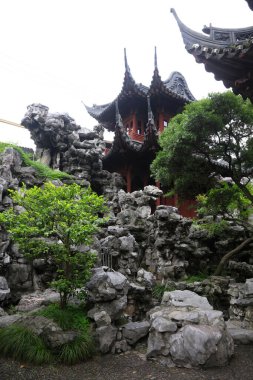 Şangay, Çin - 31 Mayıs 2018: Çin klasik mimarisi Yu Garden, Şangay, Çin