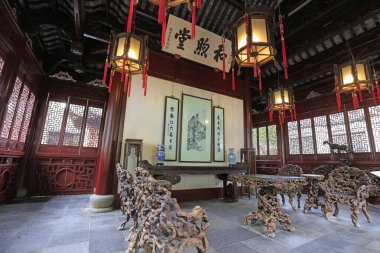 Şangay, Çin - 31 Mayıs 2018: Çin klasik mimarisi Yu Garden, Şangay, Çin