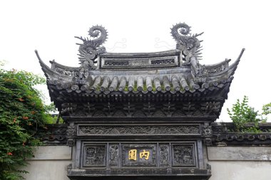 Şangay, Çin - 31 Mayıs 2018: Çin klasik mimarisi Yu Garden, Şangay, Çin