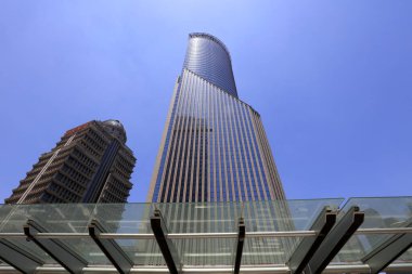 Şangay, Çin - 1 Haziran 2018: Lujiazui 'nin Pudong, Şangay, Chin' deki mimari manzarası