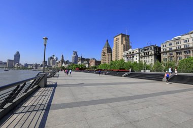 Şangay, Çin - 1 Haziran 2018 Şangay Bund, Chin 'in mimari manzarası