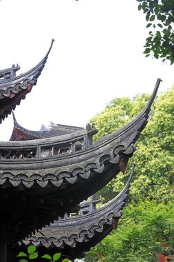Eski binaların saçakları Yu bahçesinde, Şangay, Çin