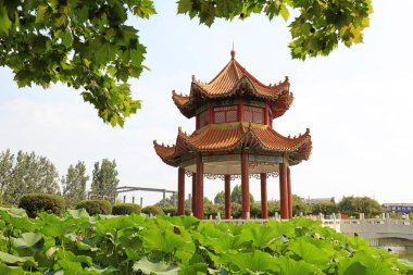 Parktaki geleneksel Çin Pavyonu