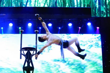 Luannan County - 25 Ocak 2019: Yüksek irtifa akrobasi performansı, Luannan County, Hebei Eyaleti, Chin