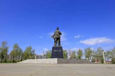 Luannan County - 3 Mayıs 2018: Çin antik kadın heykeli parkta, Luannan County, Hebei Eyaleti, Chin