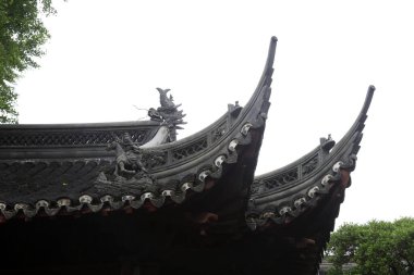 Şangay, Çin - 31 Mayıs 2018: Çin klasik mimarisi Yu Garden, Şangay, Çin