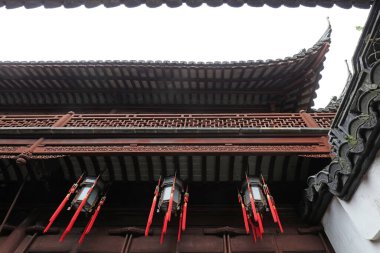 Şangay, Çin - 31 Mayıs 2018: Çin klasik mimarisi Yu Garden, Şangay, Çin