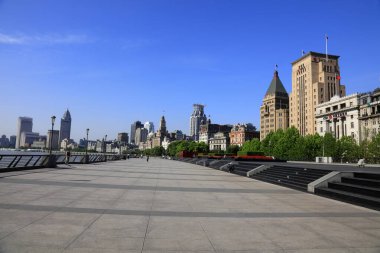 Şangay, Çin - 1 Haziran 2018 Şangay Bund, Chin 'in mimari manzarası