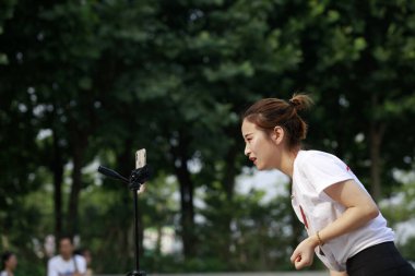 LUANNAN COUNTY, Çin - 18 Haziran 2018: Parktaki LUANNAN COUNTY, Hebei Eyaleti, Çin