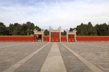 Ditan Park, Pekin, Çin 'deki Qing Hanedanı' nın mimari manzarası.