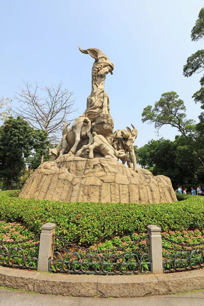 Guangzhou, China - April 5, 2019: Five Rams sculpture in Yuexiu Park, Guangzhou, Guangdong Province, China