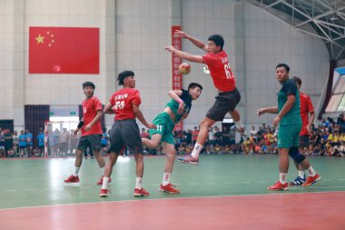 Luannan County, Çin - 24 Ağustos 2019: Gençler Hentbol Maçları Spor Salonu, Luannan County, Hebei Eyaleti, Çin
