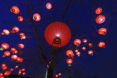 Mavi arka planda kırmızı fenerler