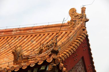 Sarı seramik çatı, Ditan Parkı, Pekin, Çin 