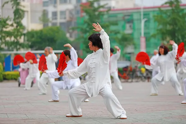 Luannan İlçesi - 19 Mayıs 2019: Çin Tai Chi Kung Fu Hayranı Meydan, Luannan County, Hebei Eyaleti, Çin