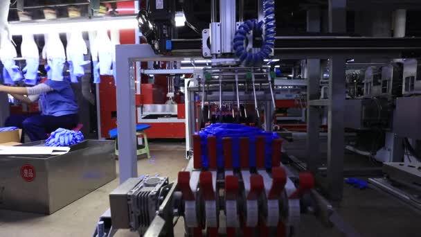 Línea Producción Embalaje Automático Guantes Nbr Norte China — Vídeo de stock