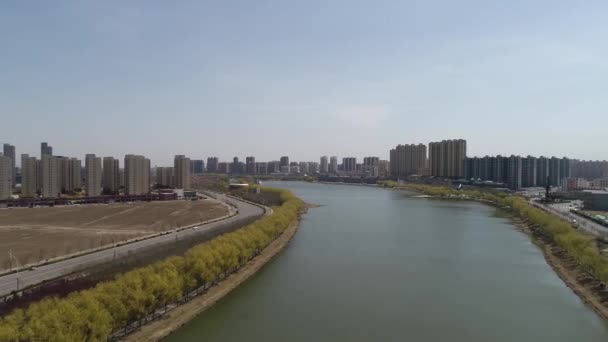 Architectonische Landschap Van Stad Aan Het Water Noord China — Stockvideo
