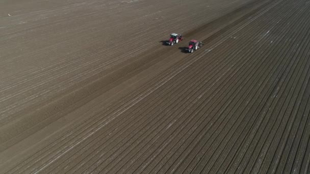 Çiftçiler Kuzey Çin Deki Tarım Arazilerinde Mısır Yetiştirmek Için Dron — Stok video
