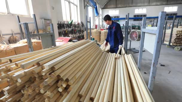 Luannan County Hebeiprovinsen Kina April 2020 Arbetarna Arbetar Hårt Träskaftets — Stockvideo