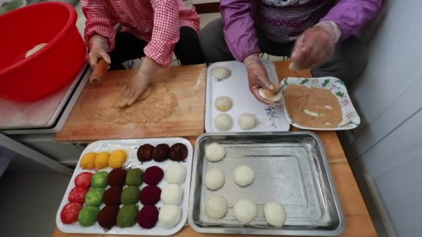 Chefs Fazem Grãos Tradicionais Moxa Pastelaria Chinesa — Vídeo de Stock