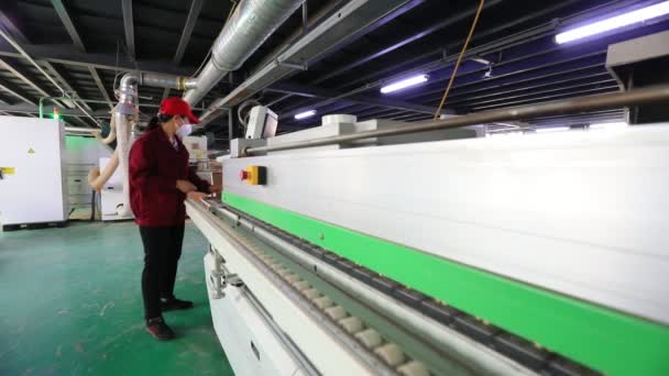 Pracownicy Pracują Linii Produkcyjnej Przetwórstwa Płyt Północne Chiny — Wideo stockowe