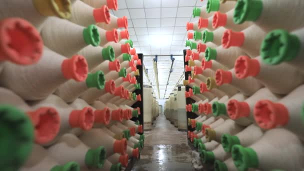 Hilado Algodón Coloreado Fábrica Norte China — Vídeo de stock