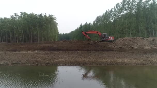 Bouwplaats Van Het Overstromingsbestrijdingsproject Noord China — Stockvideo