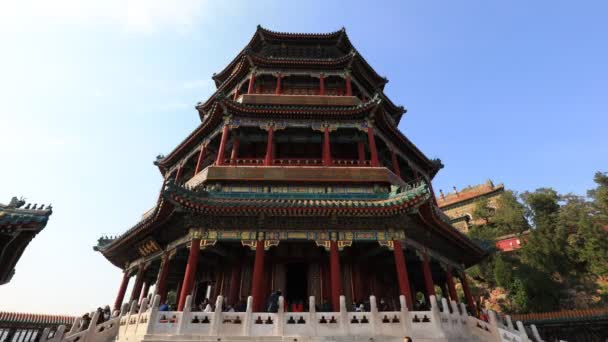 Peking Kina Oktober 2020 Landskap Antika Byggnader Pekings Sommarpalats — Stockvideo