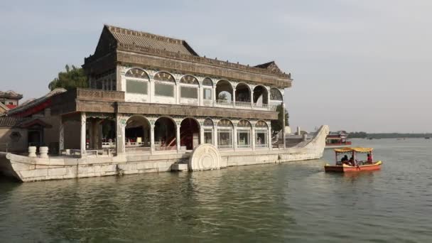 Pequim China Outubro 2020 Arquitetura Barcos Pedra Palácio Verão Pequim — Vídeo de Stock