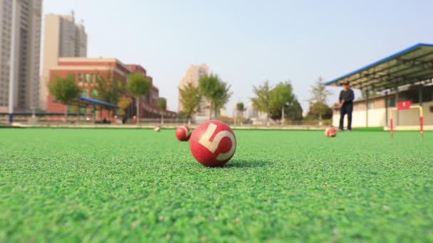 Menschen Spielen Torball Und Bewegen Sich Parks — Stockvideo