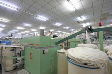 LUANNAN COUNTY, Hebei Eyaleti, Çin - 18 Mart 2020: Kadın işçi dönen fabrikada üretim hattıyla meşgul.