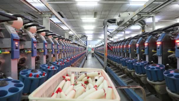 Maquinaria Equipo Planta Hilado Línea Producción Norte China — Vídeo de stock