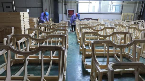 Luannan County Hebeiprovinsen Kina Maj 2020 Arbetstagare Möbelfabrik — Stockvideo
