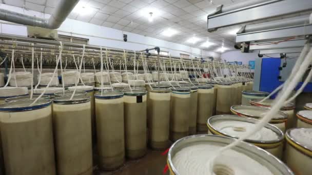 2020年6月16日 中国河北省阮南县 纺纱厂的工人正忙着纺纱 — 图库视频影像