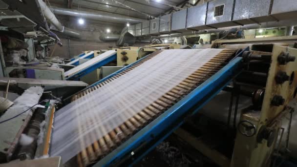 华北棉制品生产线的机械设备 — 图库视频影像