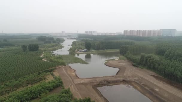 Árvízvédelmi Projekt Építési Területe Észak Kína — Stock videók
