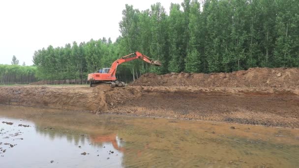 Cantiere Del Progetto Controllo Delle Inondazioni Cina Settentrionale — Video Stock