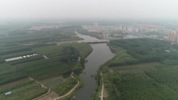Jezioro Krajobraz Naturalny Zdjęcia Powietrza Chiny Północne — Wideo stockowe