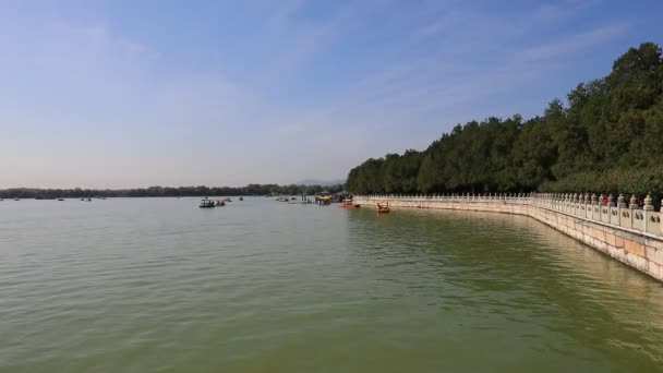 Peking Kina Oktober 2020 Scenery Kunming Lake Pekings Sommarpalats — Stockvideo