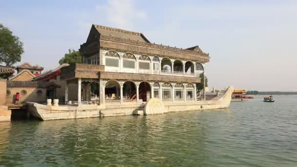 Peking China Oktober 2020 Steinbootarchitektur Pekinger Sommerpalast — Stockvideo