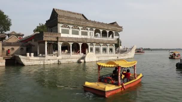 Peking Kina Oktober 2020 Stenbåtsarkitektur Pekings Sommarpalats — Stockvideo